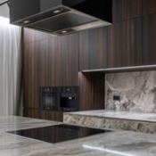 A photo of a ceramic hob in a modern kitchen