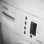 Photo of the front of a washing machine