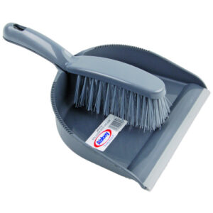102934SILVER20-20Silver20Stiff20Dustpan20and20Brush.jpg Abbey Dustpan and Brush Stiff Bristle - Silver
