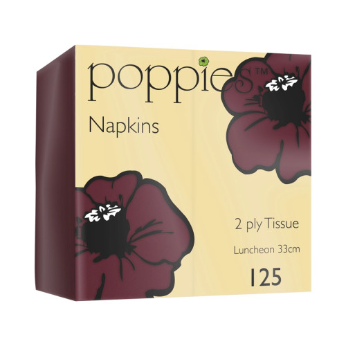 Poppies 2ply 33cm 8-Fold Napkin Bordeaux - Case of 2000