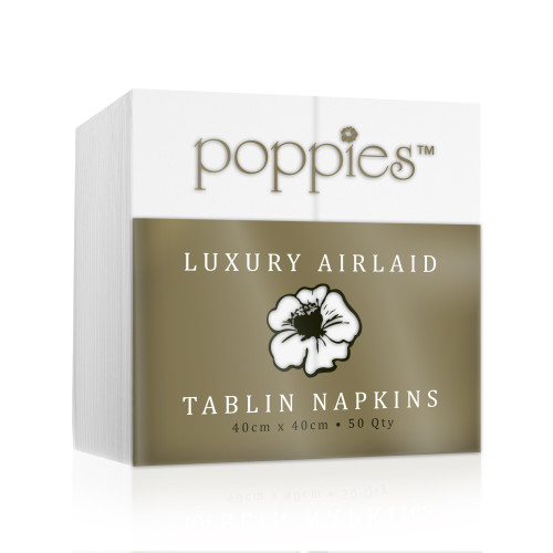 Poppies Airlaid Napkins - 8 Fold - White - Case of 500