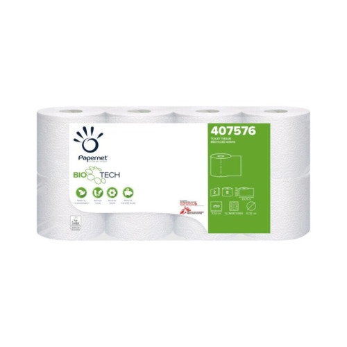 Papernet Biotech 2 Ply Recycled Toilet Rolls - Pack of 8