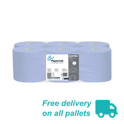 Papernet Blue Centrefeed 150m - Pallet of 30 Cases