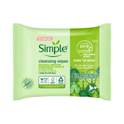Simple Biodegradable Cleansing Wipes - Pack of 25