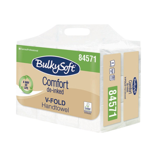 BulkySoft Comfort Easybag Hand Towels - V-Fold - White - Case of 3000