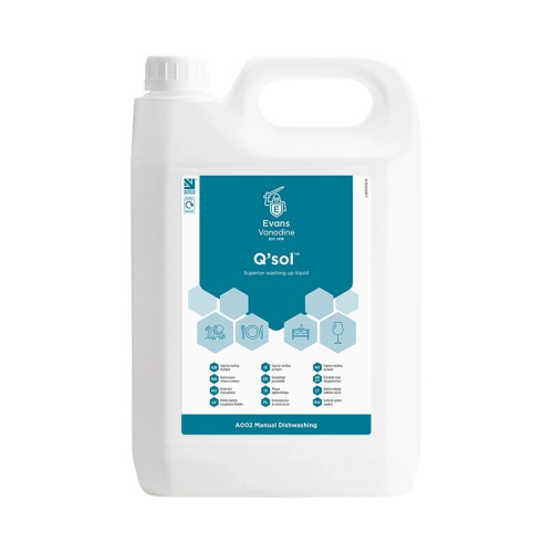 Evans Vanodine Q'sol Washing Up Liquid - 5L