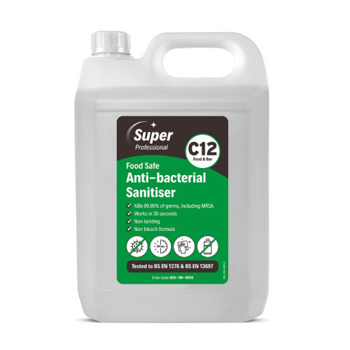Super Professional C12 Food Safe Anti-bacterial Sanitiser - 5L