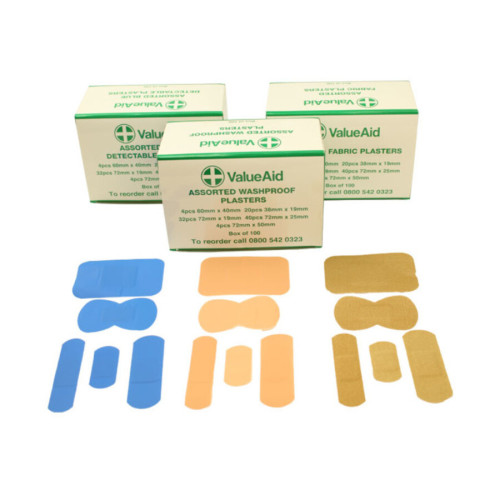 Value Aid Blue Detectable Plasters - 100 Pack