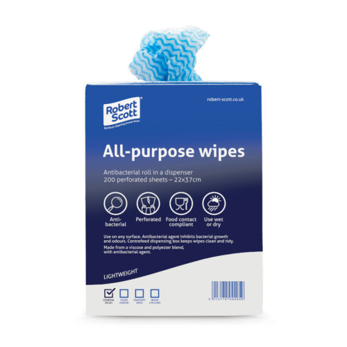 Robert Scott All-Purpose Wipes - Blue - Roll of 200