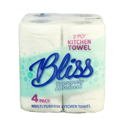 Bliss 2 Ply White Kitchen Roll - Pack 4