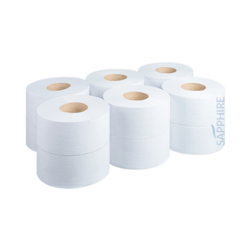 Sapphire 2-Ply Recycled Mini Jumbo Toilet Rolls - 150m - 60mm (2¼”) Core - Pack of 12